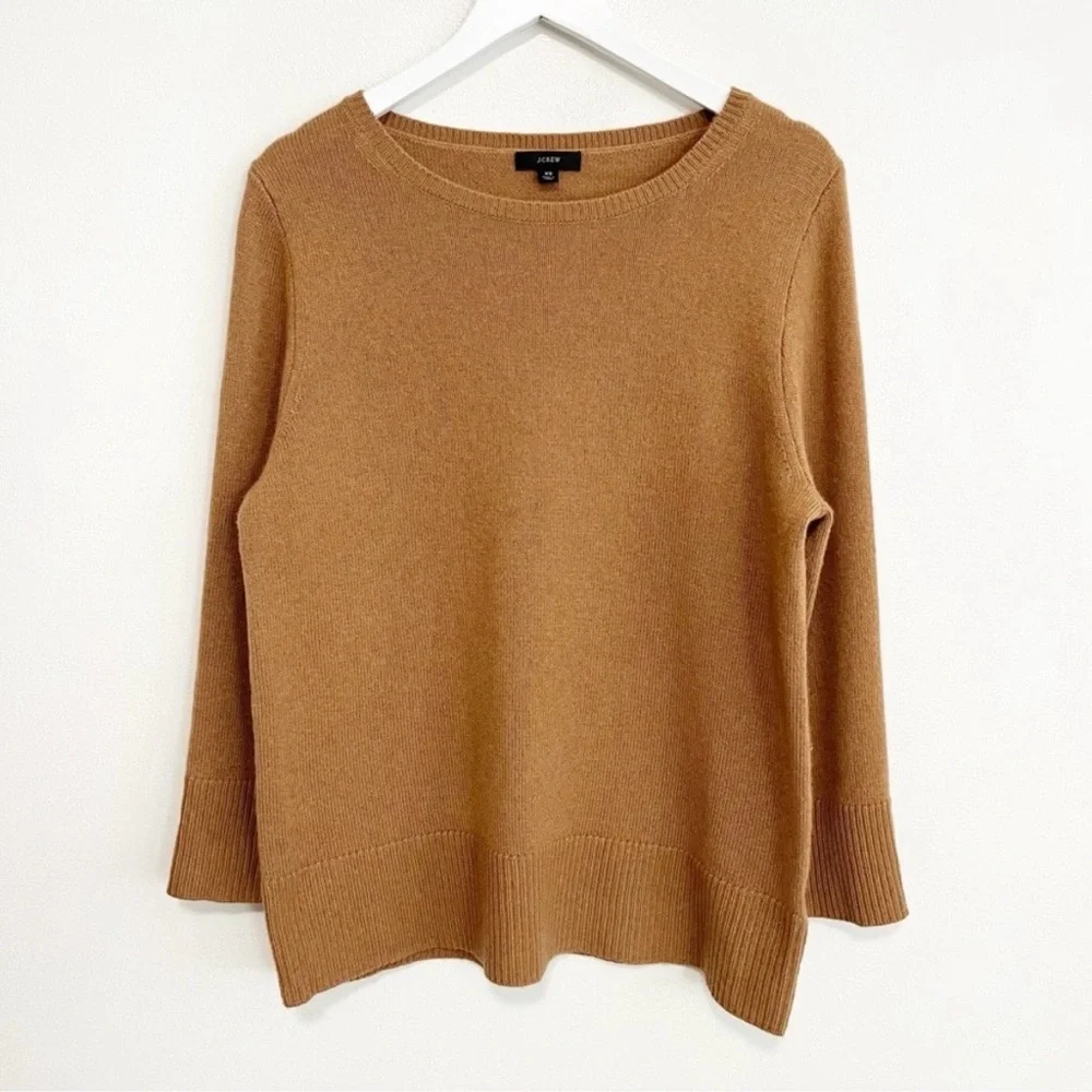 J.Crew Wool Cashmere Blend Oversized Crewneck Sweater Camel Size S Soft Knit - Picture 5 of 11